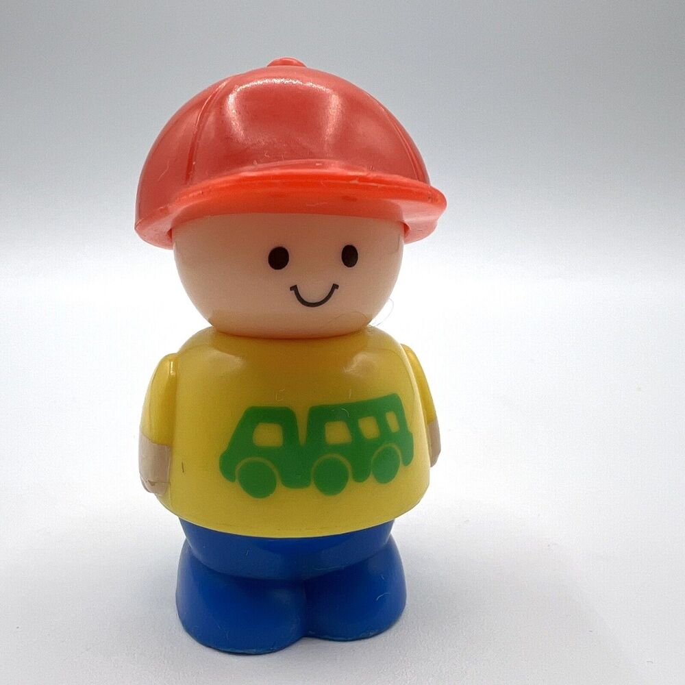 Vintage Shelcore Playmates Little People Boy Yellow Shirt, Blue Pants, Red Hat